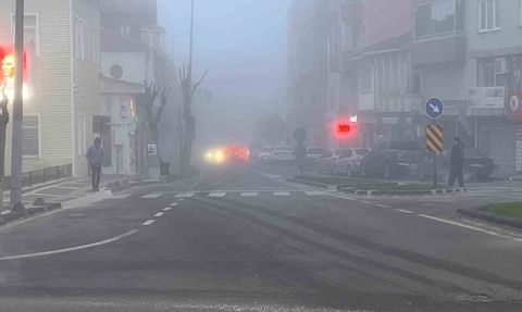 Tekirdağ'ın Hayrabolu ilçesinde yoğun sis hayatı etkiledi