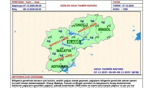Tunceli’de Şiddetli Yağmur ve Fırtına: Meteorolojiden Uyarı