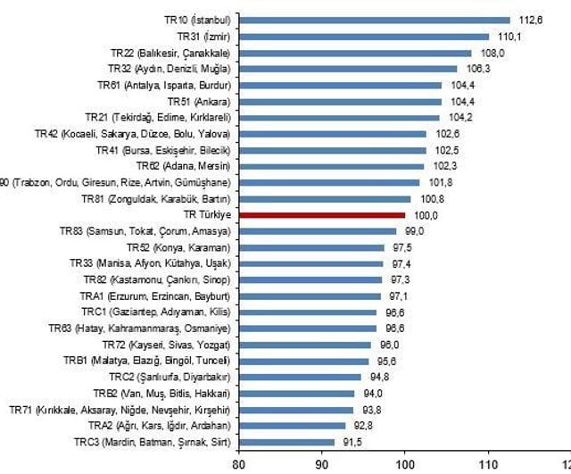 TÜİK 2024 BSGP: TR32 (Aydın-Denizli-Muğla) bölgesi Türkiye ortalamasından daha pahalı