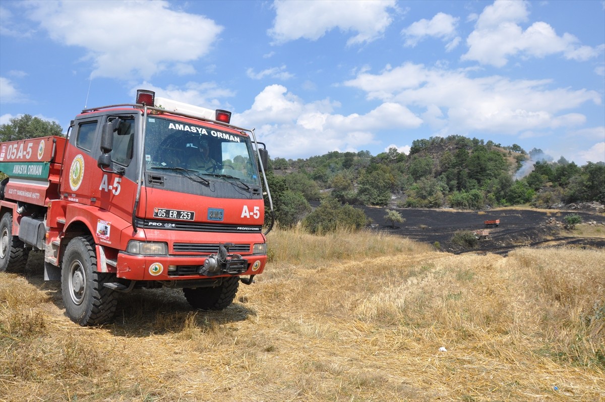 Amasya'nın Gümüşhacıköy ilçesinde, buğday ekili arazide çıkan yangın hasara yol açtı. 