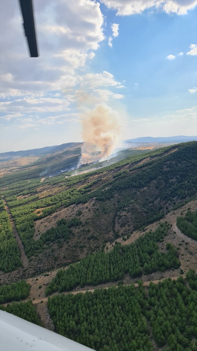 Denizli'nin Çivril ilçesinde çıkan orman yangınına havadan ve karadan müdahale çalışması devam...