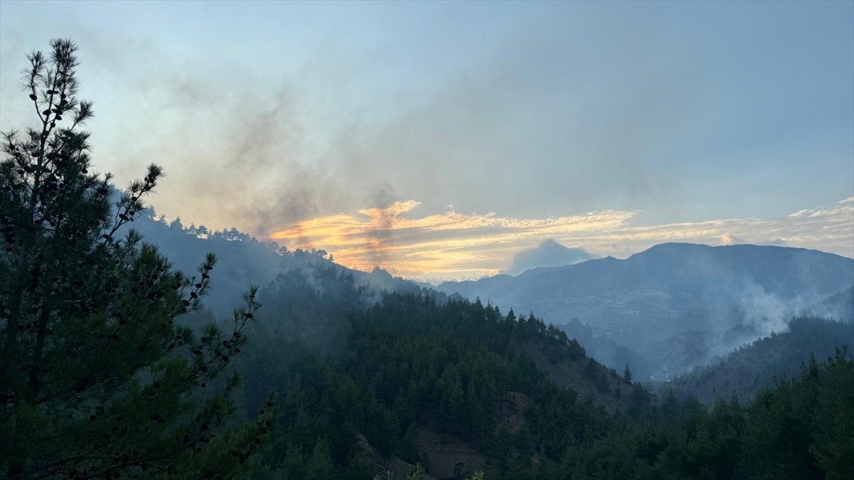 Kahramanmaraş'ın Onikişubat ilçesinde çıkan orman yangınına ekiplerce havadan ve karadan müdahale...