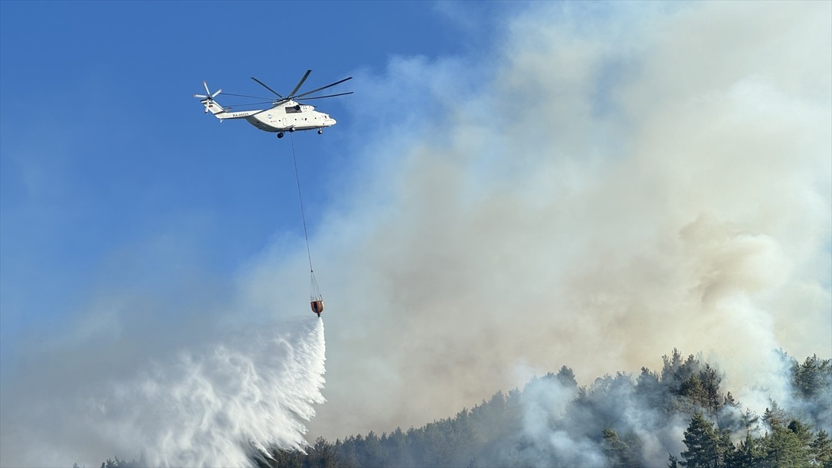 Kahramanmaraş'ın Onikişubat ilçesinde çıkan orman yangınına havadan ve karadan müdahale...