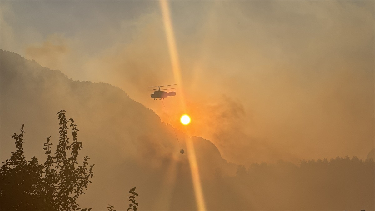 Kahramanmaraş'ın Onikişubat ilçesinde çıkan orman yangınına havadan ve karadan müdahale...