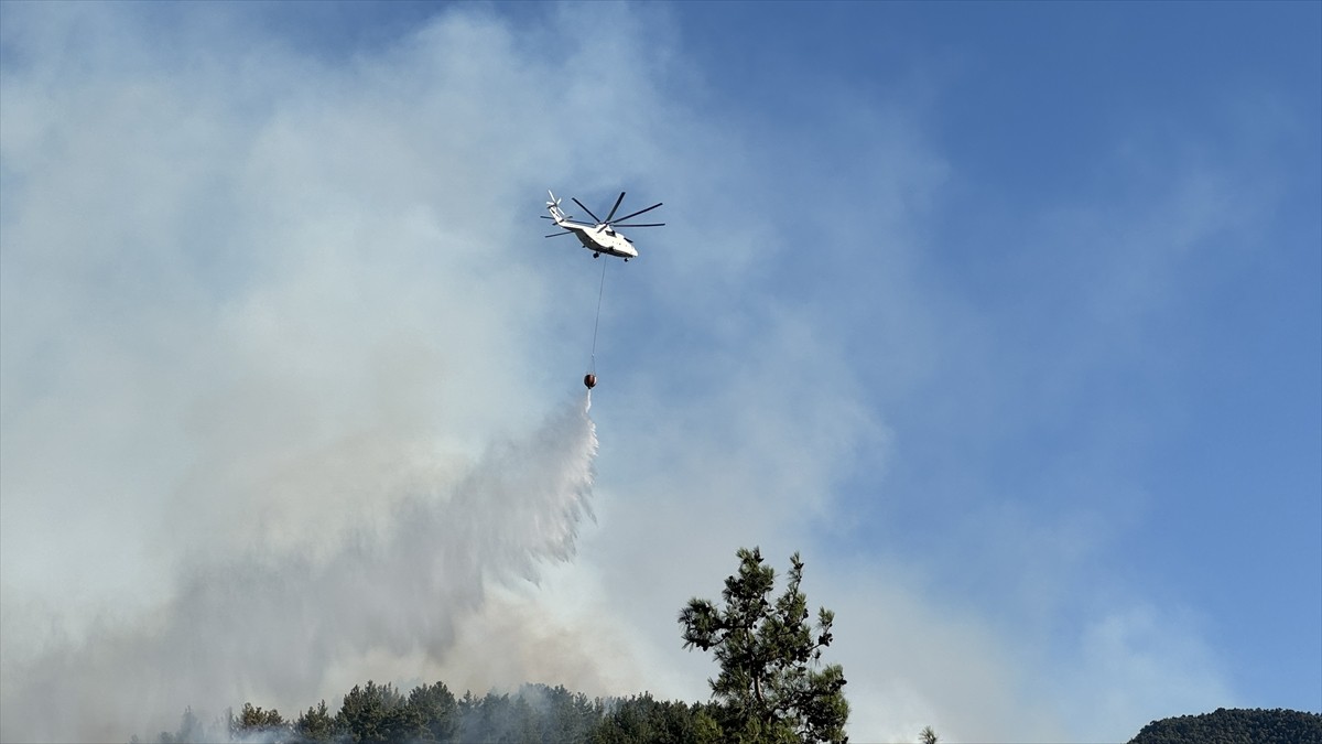 Kahramanmaraş'ın Onikişubat ilçesinde çıkan orman yangınına havadan ve karadan müdahale...