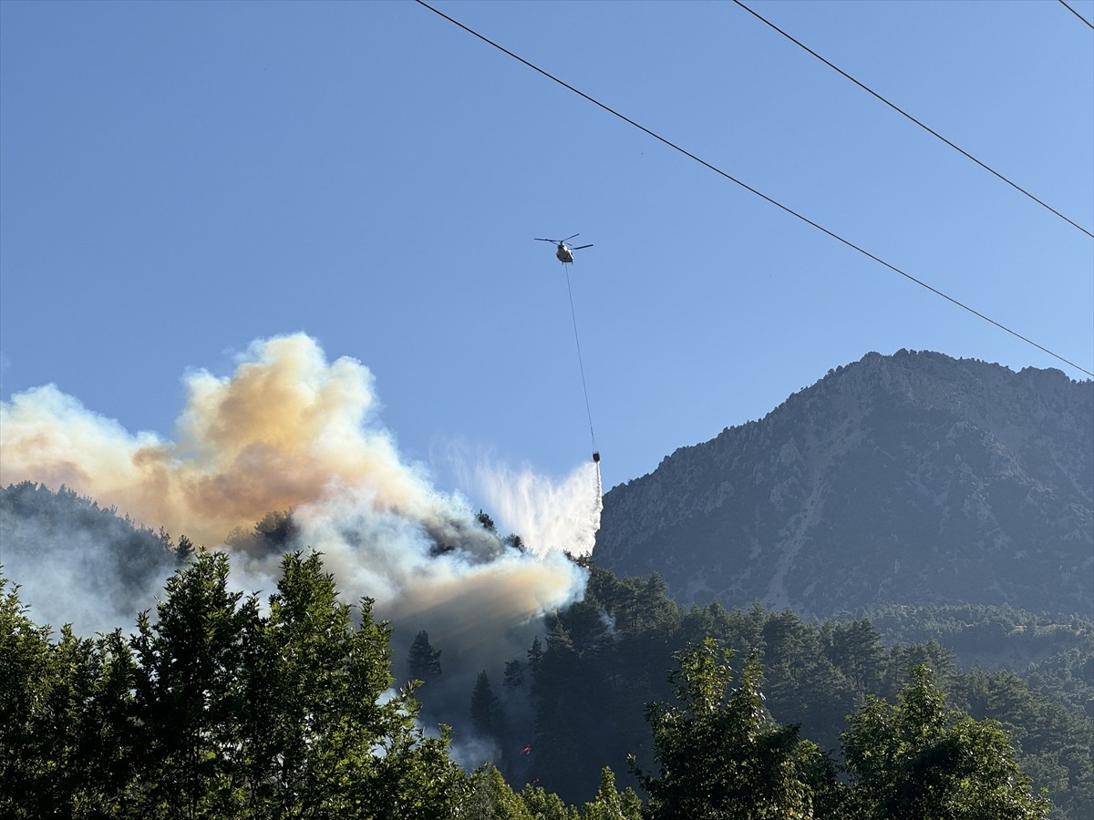 Kahramanmaraş'ın Onikişubat ilçesinde çıkan orman yangınına havadan ve karadan müdahale...