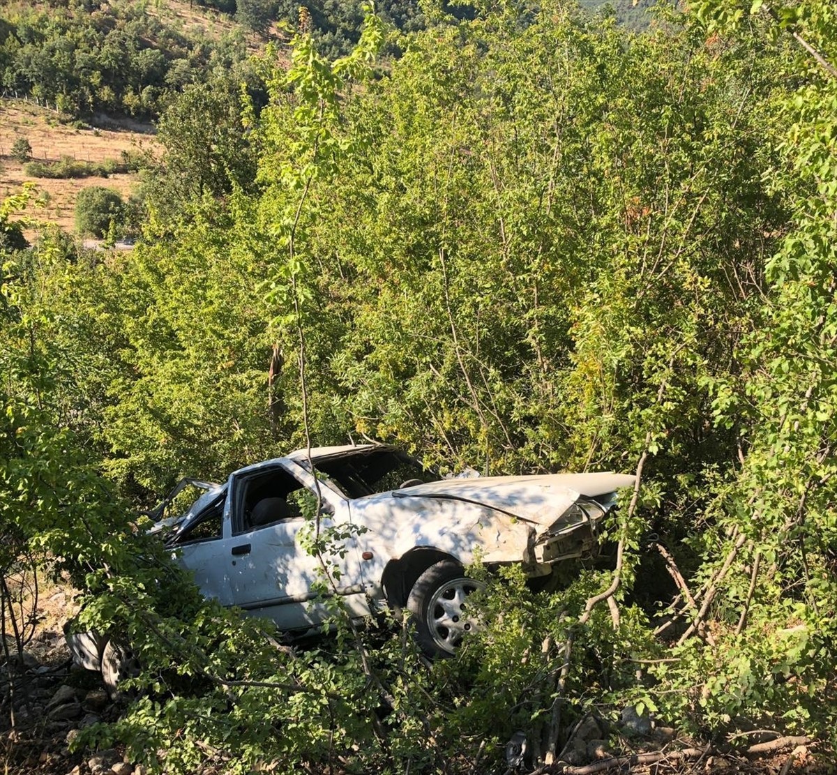 Sinop'un Boyabat ilçesinde otomobilin şarampole devrilmesi sonucu 4 kişi yaralandı.