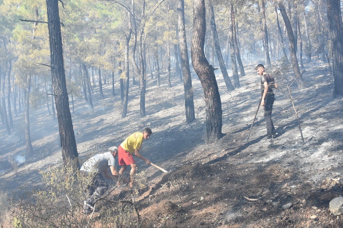 Antalya'nın Serik ilçesinde, ormanlık alanda çıkan yangın havadan ve karadan müdahaleyle kontrol...