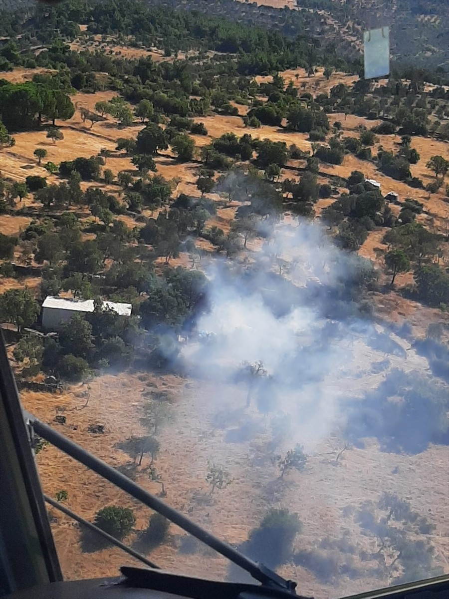 Balıkesir'in Havran ilçesinde traktörde yüklü samandan başlayıp makilik alana sıçrayan yangın...