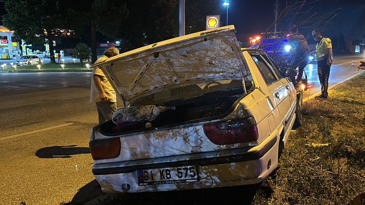 Düzce'de yola çıkan köpeğe çarpmamak için manevra yaparak refüje çıkan otomobildeki 2'si çocuk, 3...