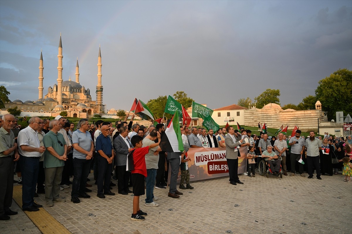 Edirne'de Hamas'ın Siyasi Büro Başkanı İsmail Heniyye'nin suikasta uğraması protesto edildi.