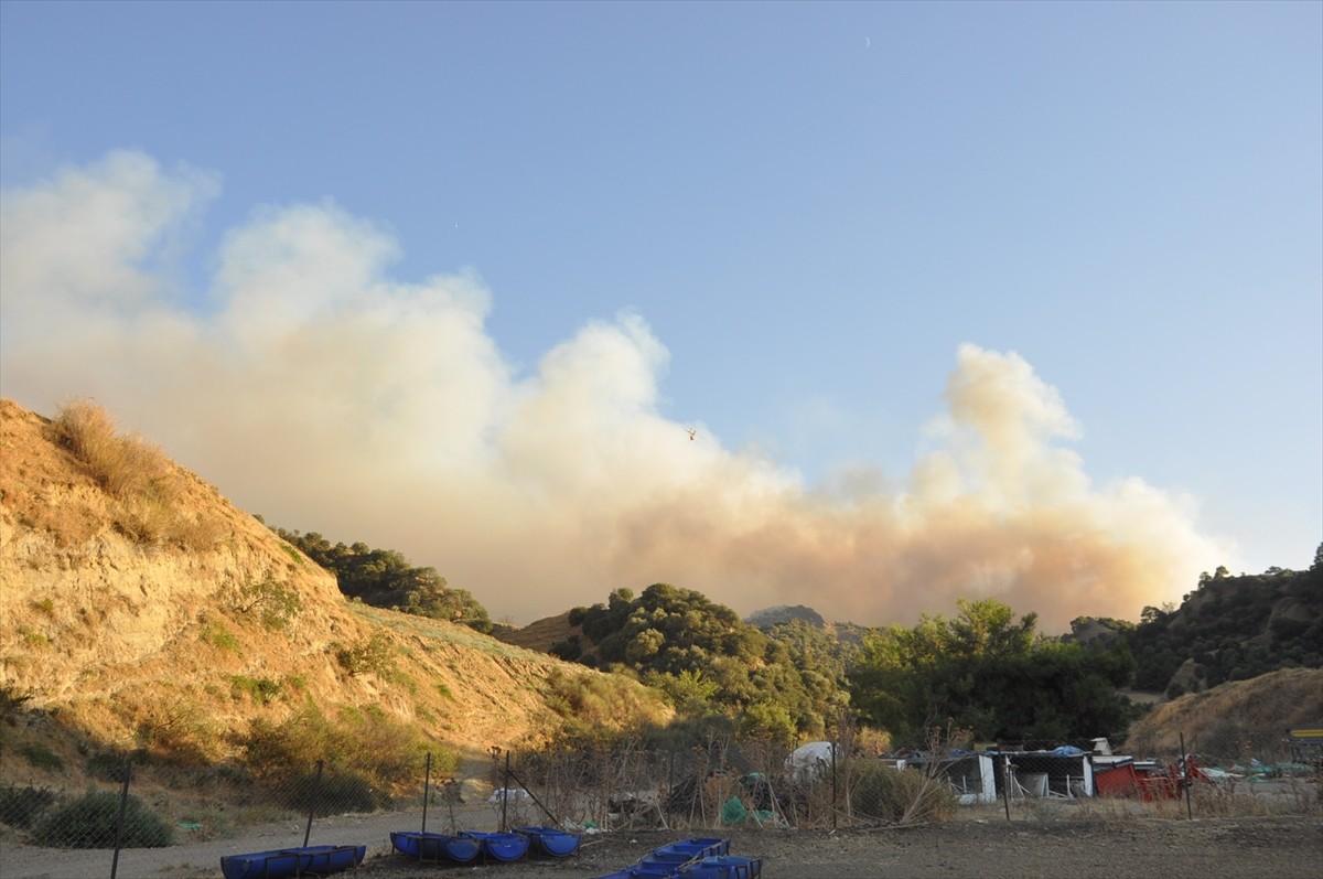 Manisa'nın Salihli ilçesinde ormanlık alanda çıkan yangına havadan ve karadan müdahale devam...