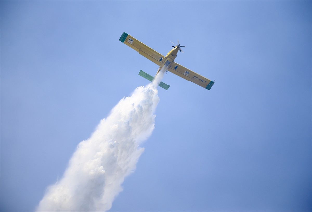 Muğla'nın Fethiye ilçesinde ormanlık alanda çıkan yangın havadan ve karadan müdahaleyle...