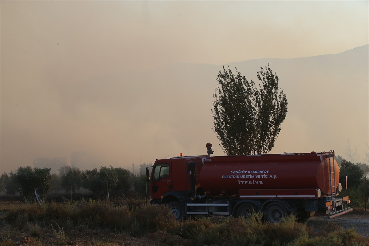 Muğla'nın Milas ilçesinde çıkan orman yangınına havadan ve karadan müdahale ediliyor.  