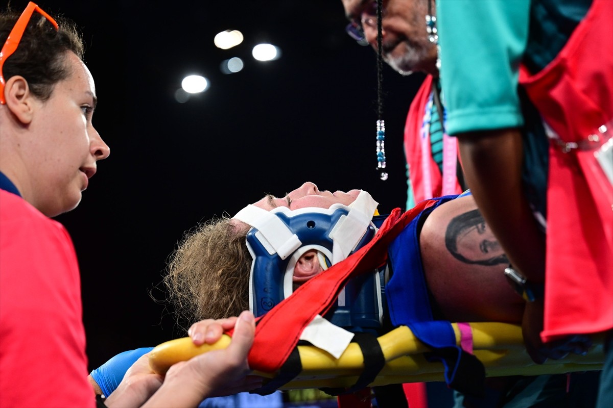 Paris 2024 Olimpiyat Oyunları'nda kadınlar 76 kg serbest stil güreş müsabakası Champ De Mars...