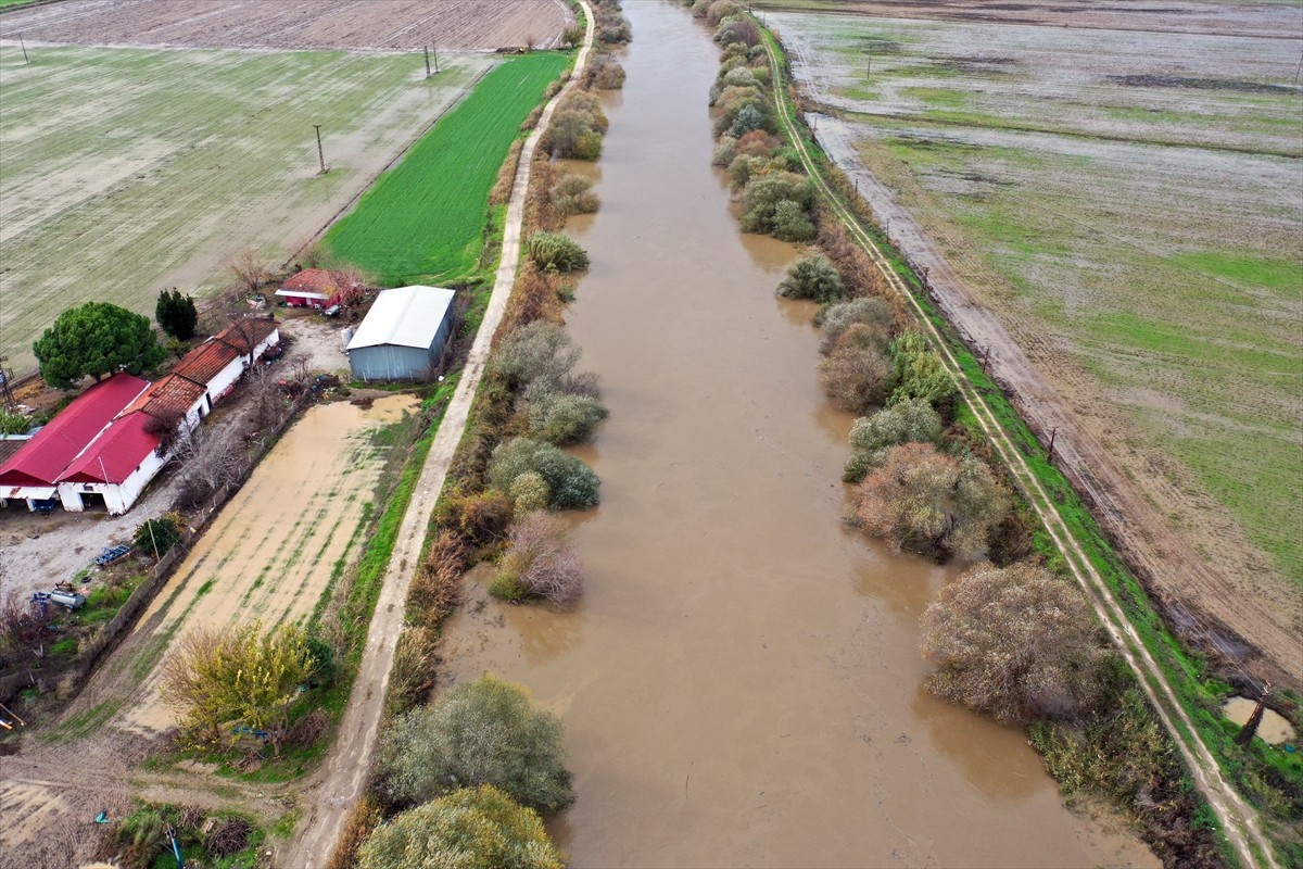 Aydın Ovası'nın sulanmasında önemli bir yere sahip Büyük Menderes Nehri'nde yağışların ardından su...