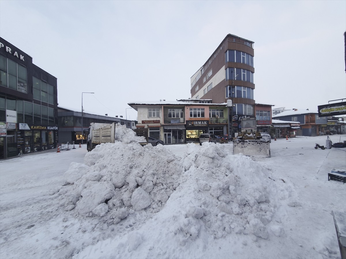 Türkiye'nin en soğuk yerleşim yerlerinden Ardahan'ın Göle ilçesinde, etkili olan yoğun yağışla...