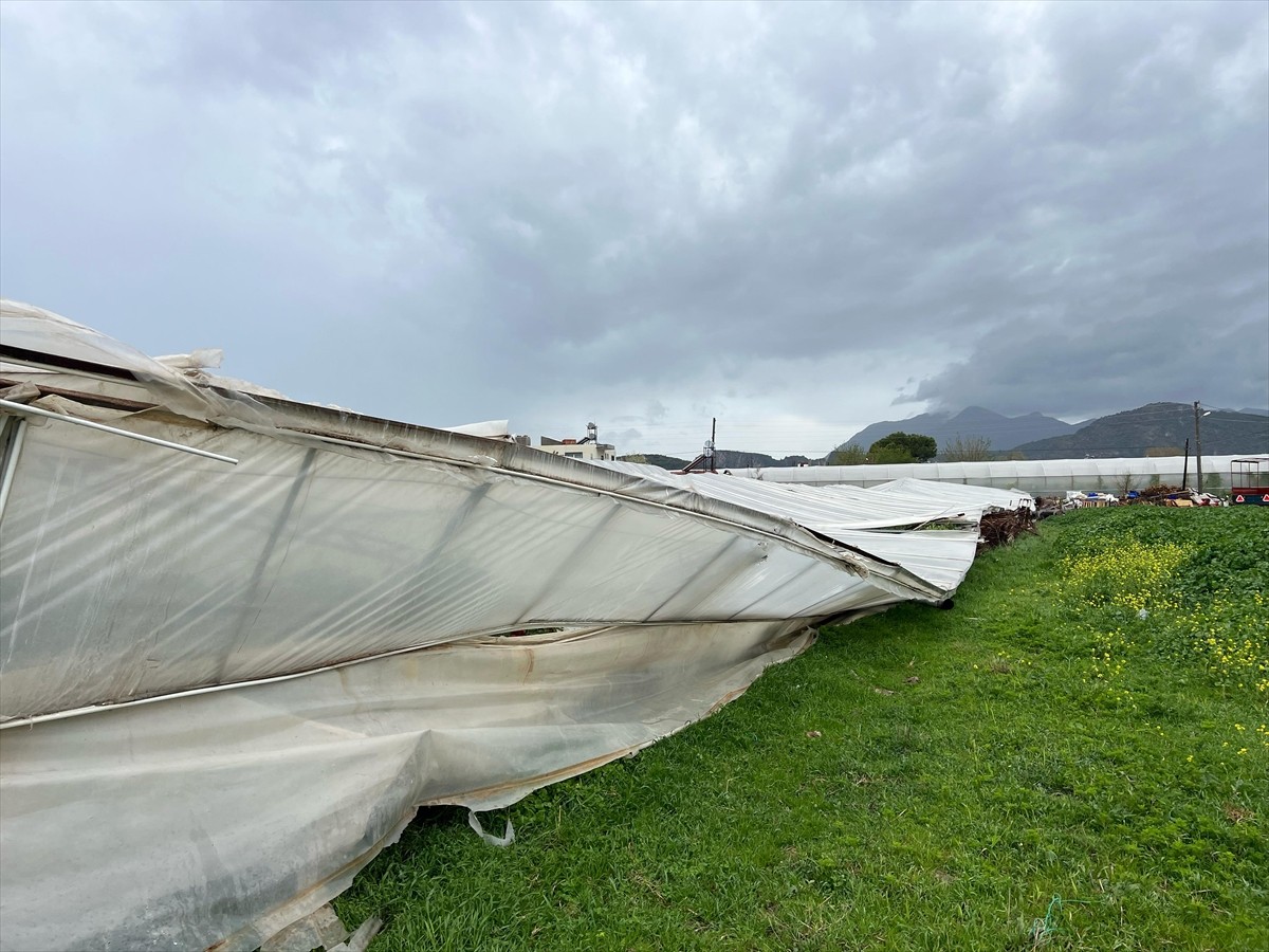 Antalya'nın Kaş ilçesinde fırtına seralarda hasara yol açtı. İlçede geceden itibaren sağanak ve...