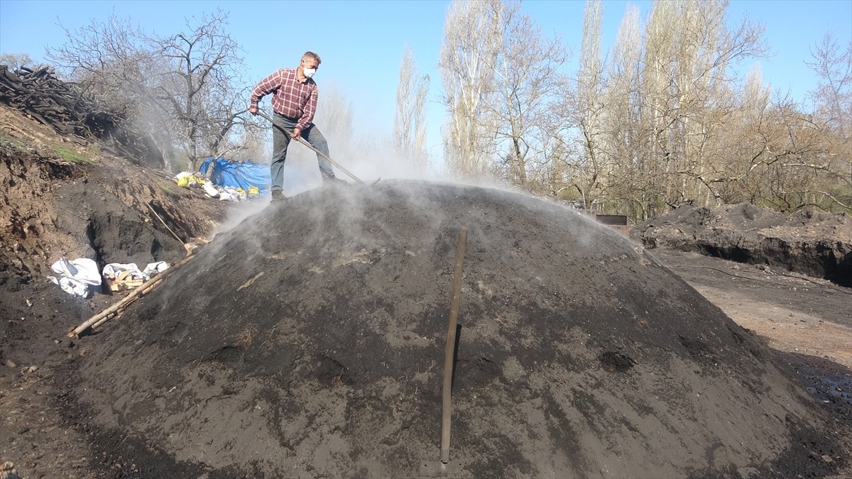 Çanakkale'nin Ayvacık ilçesinde babasından öğrendiği mangal kömürcülüğü mesleğini 35 yıldır...