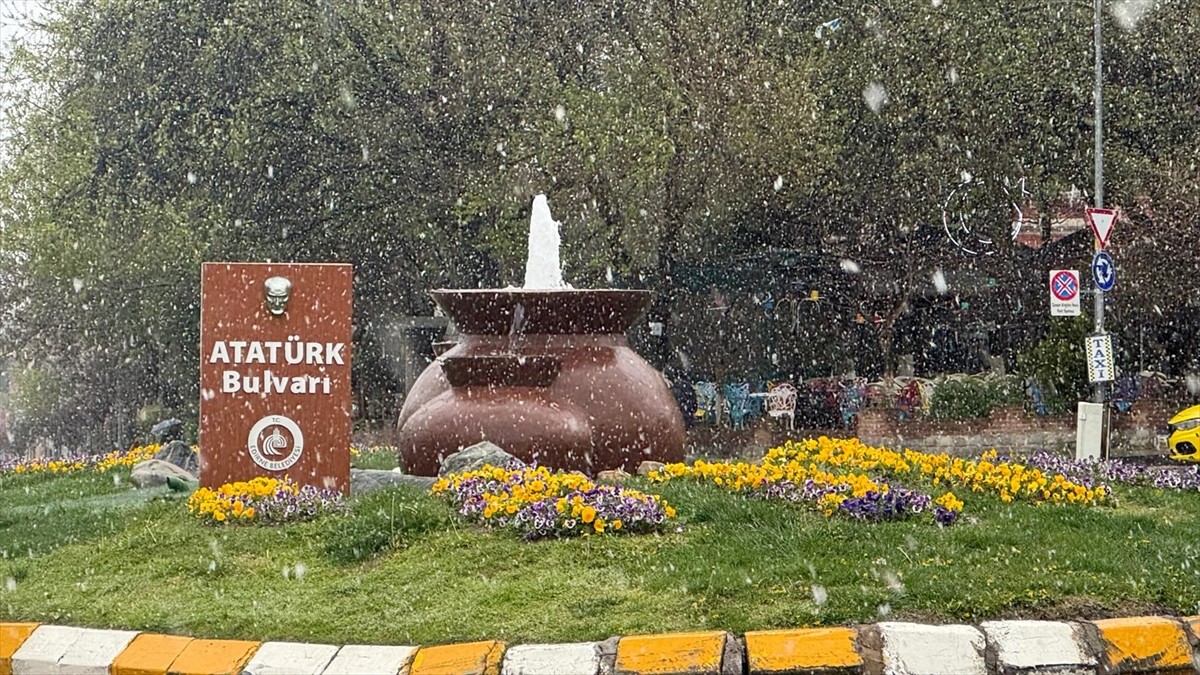 Edirne kent merkezinde kar yağışı etkili oldu.