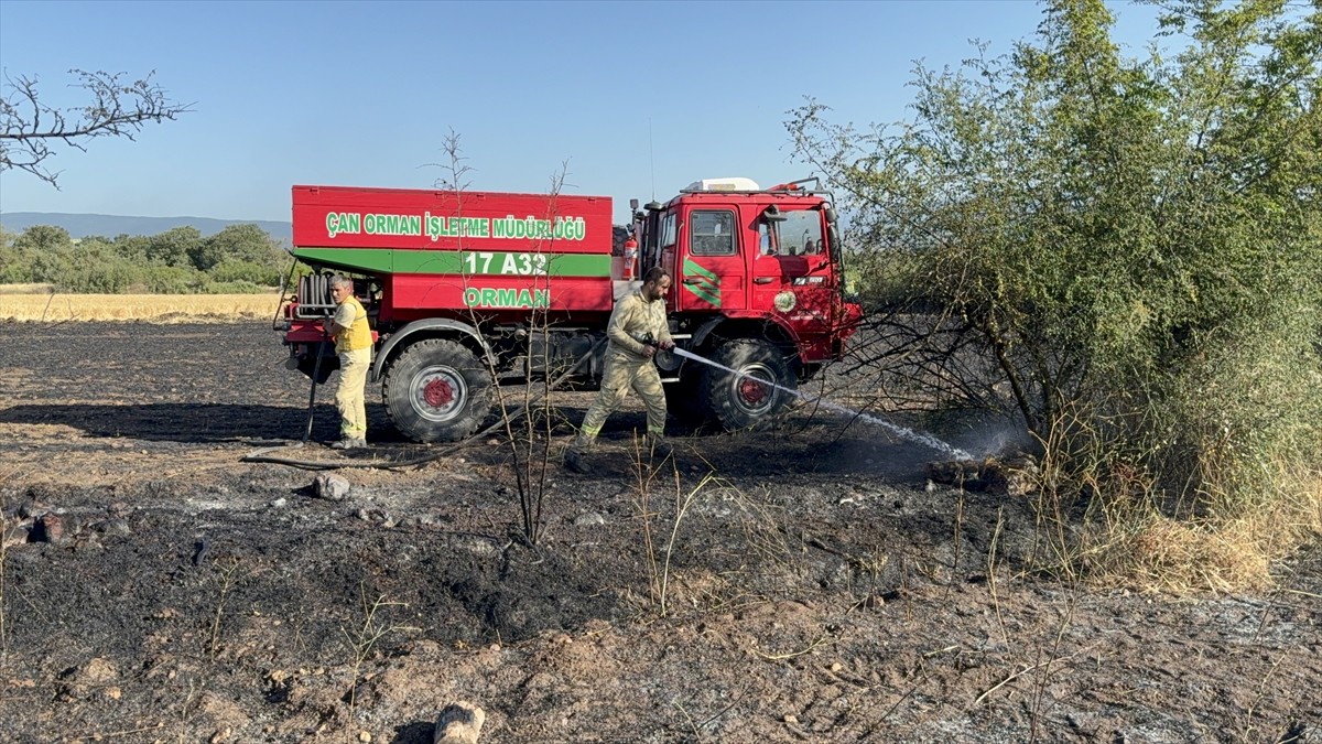 Çanakkale'nin Çan ilçesinde tarım arazisinde çıkan yangın söndürüldü.