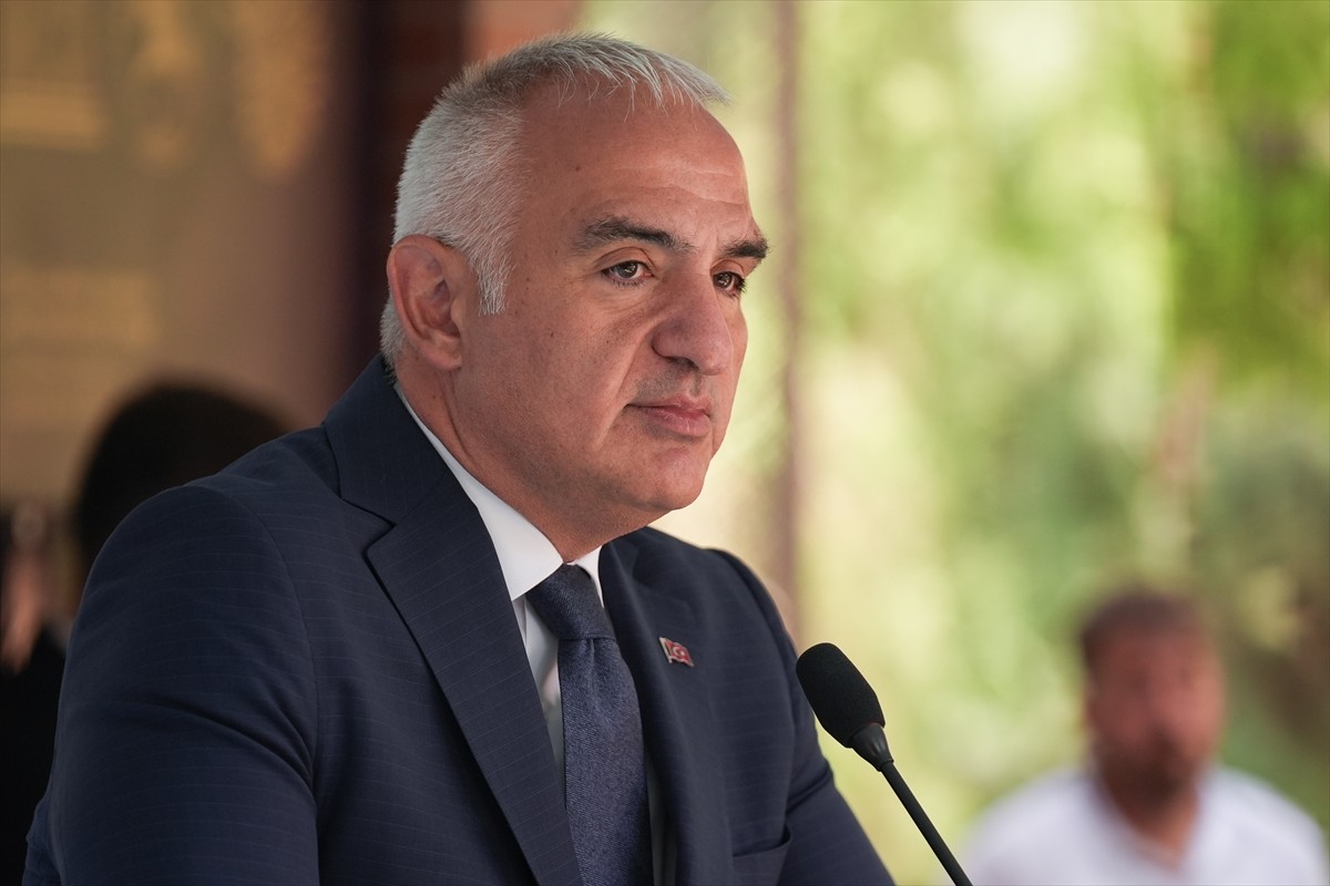 Kültür ve Turizm Bakanı Mehmet Nuri Ersoy, Gordion Müzesi bahçesinde Gordion Antik Kenti'nde...