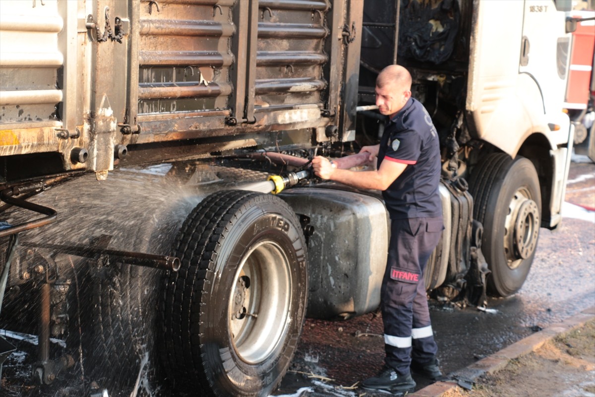 Şırnak'ın Cizre ilçesinde seyir halindeki tırda çıkan yangın söndürüldü.