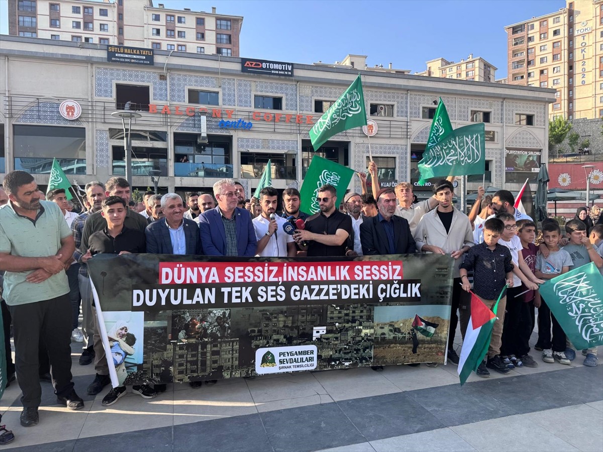 Şırnak'ta İsrail'in Gazze'ye yönelik saldırıları protesto edildi. Peygamber Sevdalıları Vakfı...