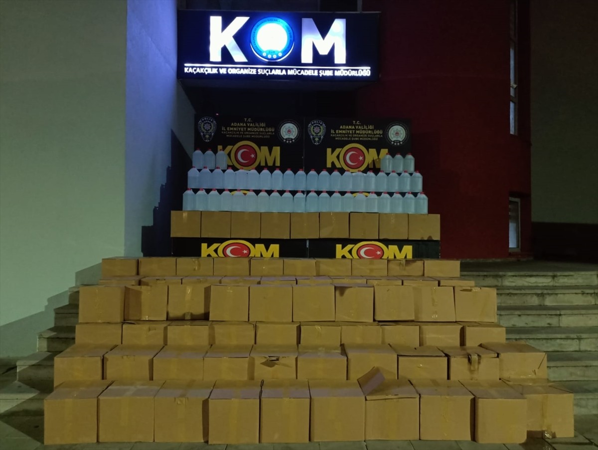 Adana'da 1690 litre etil alkol ele geçirildi, 1 şüpheli gözaltına alındı.