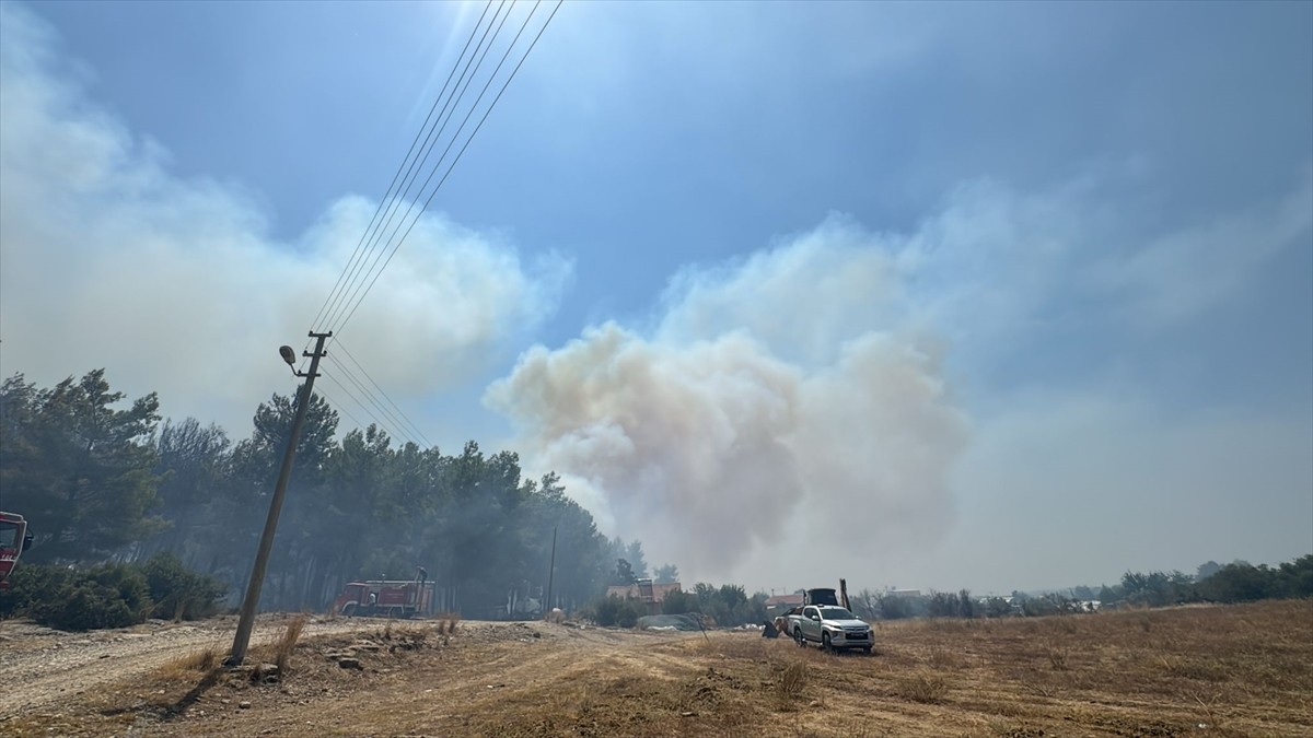 Antalya'nın Aksu ilçesinde ormanlık alanda çıkan yangına havadan ve karadan müdahale...