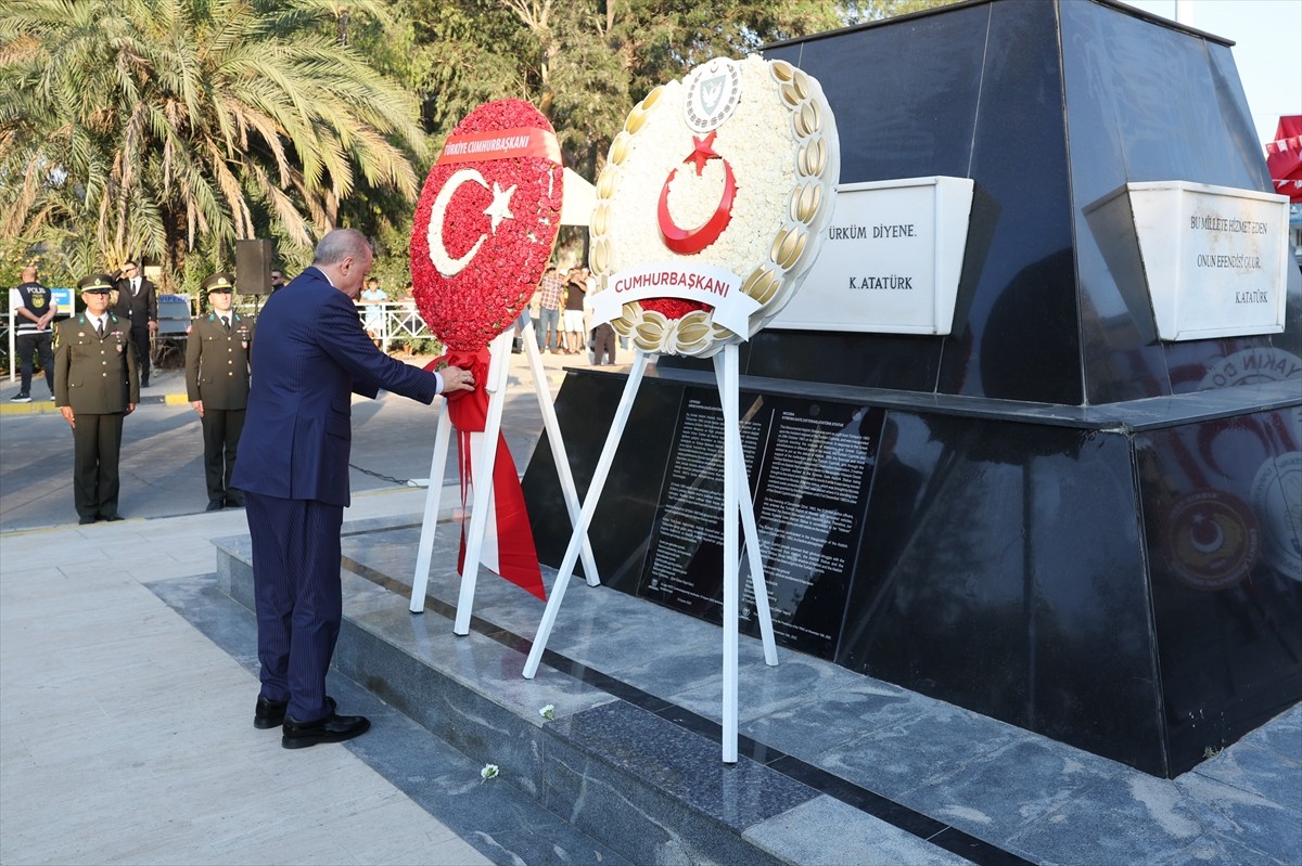 Cumhurbaşkanı Recep Tayyip Erdoğan, Lefkoşa'da, Kıbrıs Barış Harekatı'nın 51. yıl dönümünde, 20...