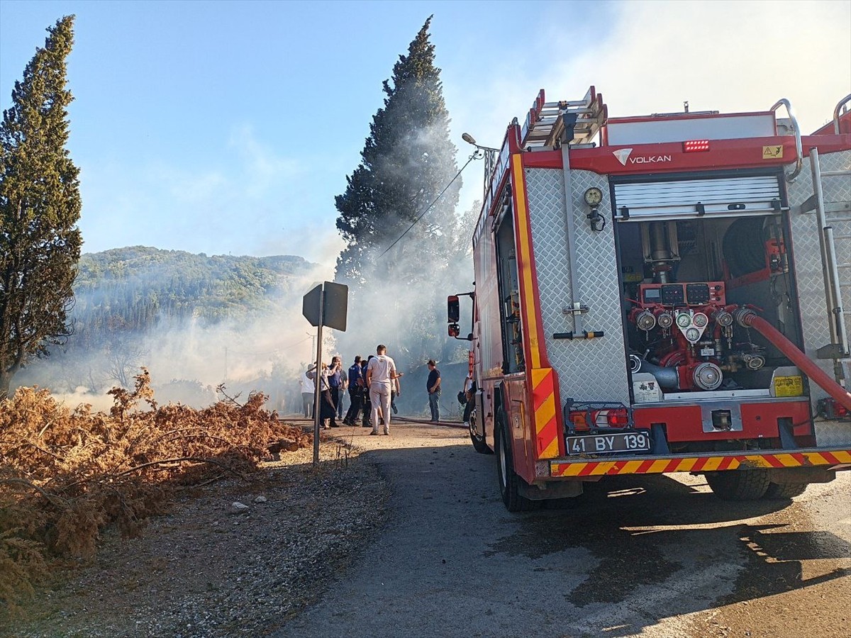 Kocaeli'nin Karamürsel ilçesinde ormanlık alanda çıkan yangın söndürülmeye...