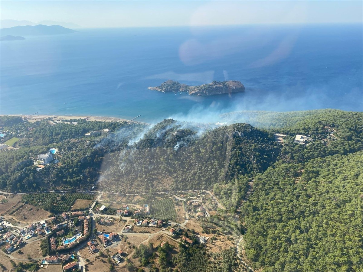 Muğla'nın Ortaca ilçesinde çıkan orman yangınına havadan ve karadan müdahale ediliyor.