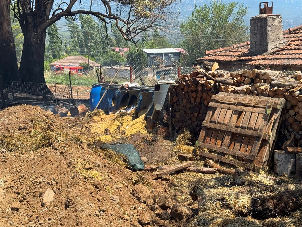 Muğla'nın Seydikemer ilçesinde otluk alanda başlayıp evlere sıçrayan yangın...