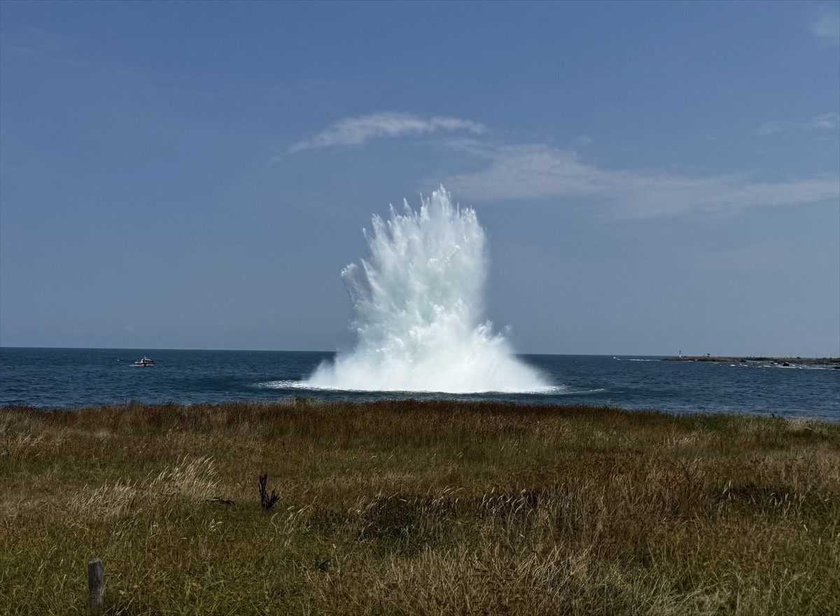 Ordu'nun Perşembe ilçesinde denizde bulunan mayın imha edildi.