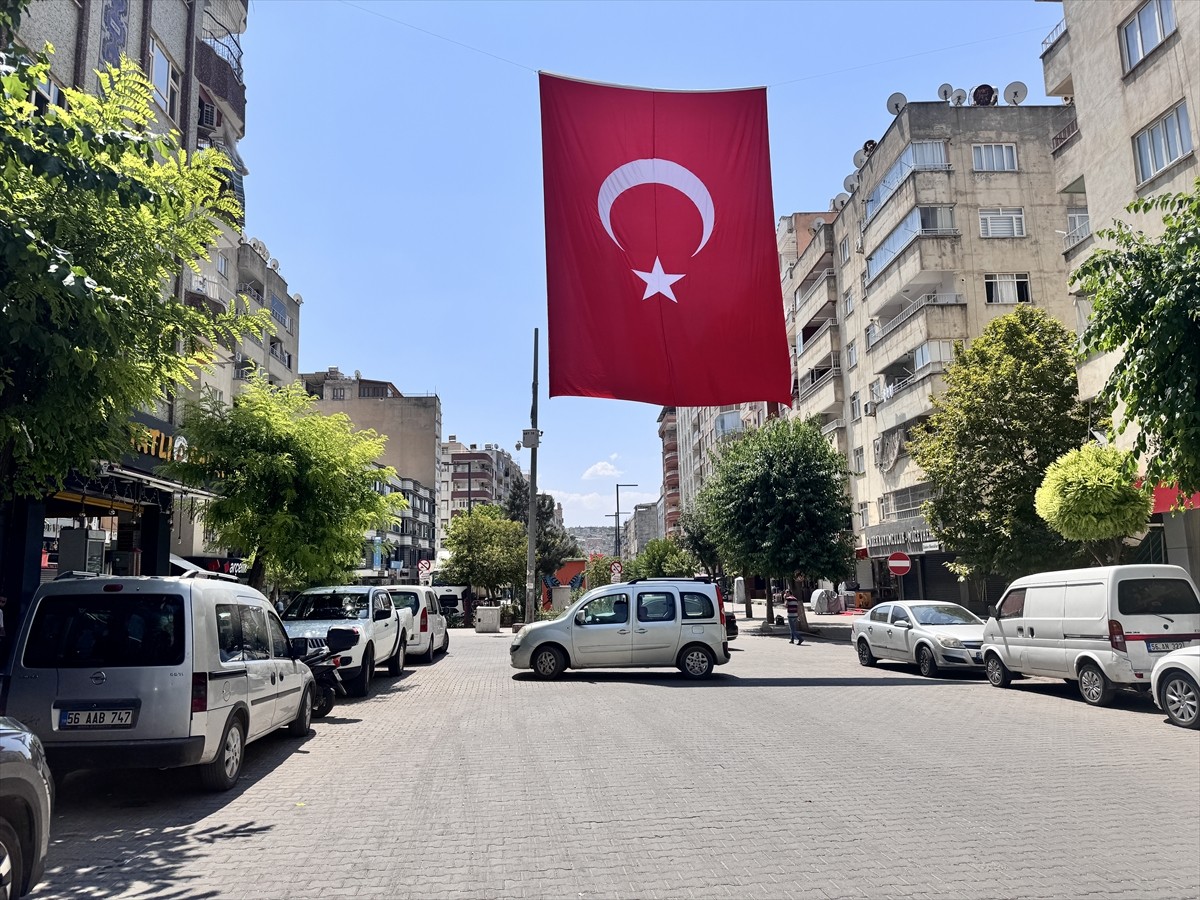 Siirt'te, "Terörsüz Türkiye"ye destek için kamu binalarına ve bazı caddelere Türk bayrakları...