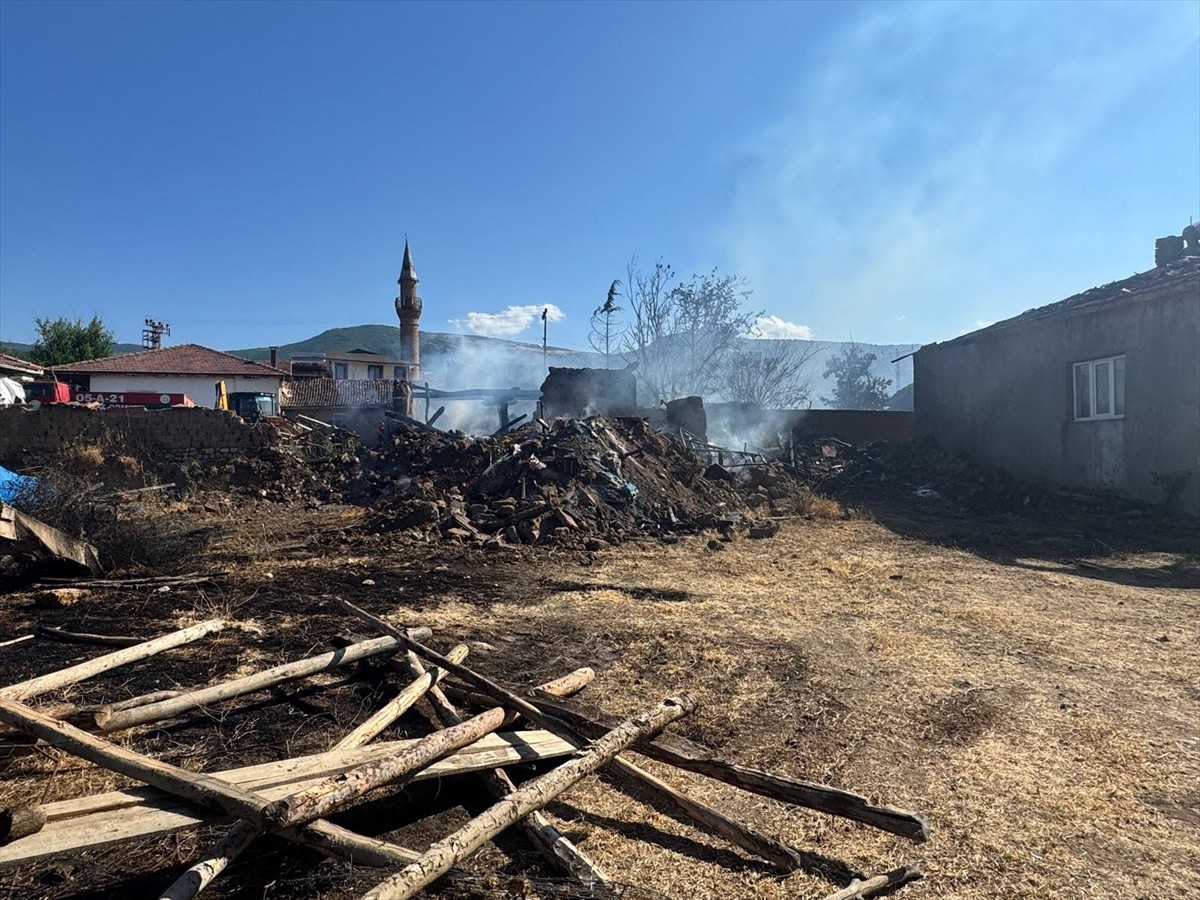 Tokat'ın Pazar ilçesinde çıkan yangında, 1 ev ile 2 ahır kullanılamaz hale geldi.