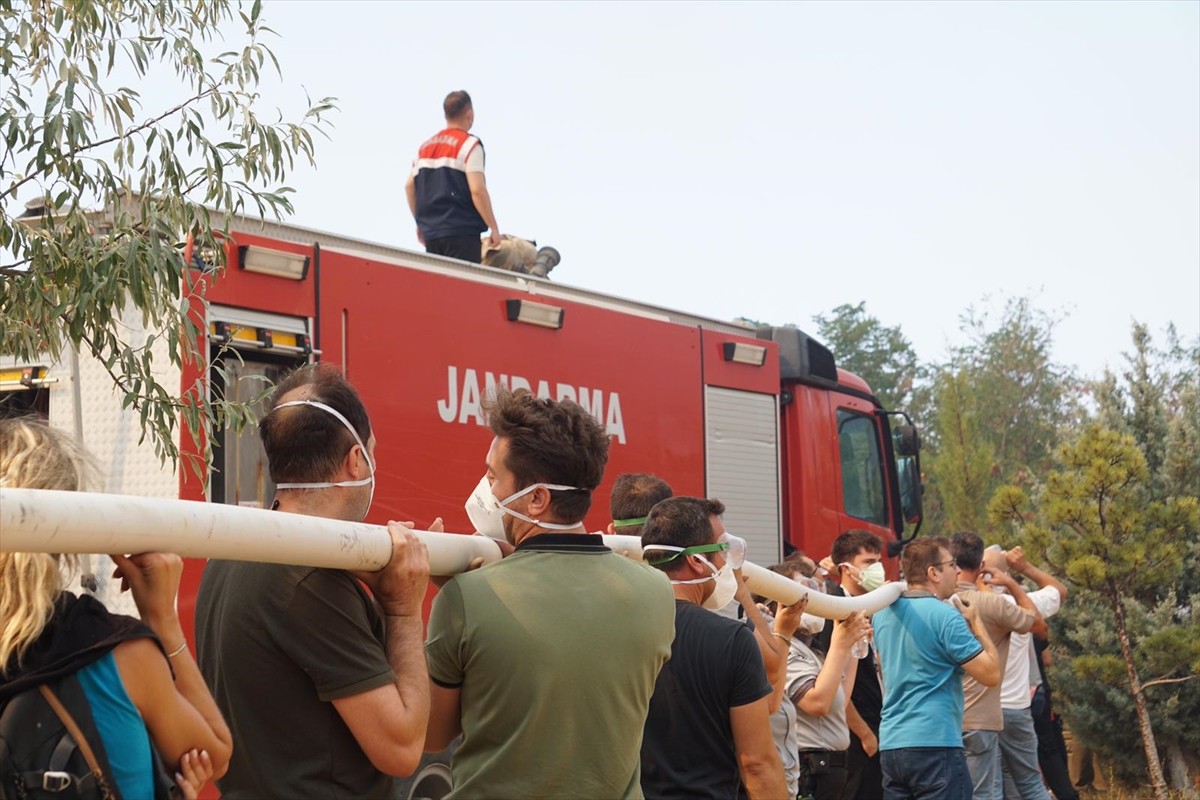 Çanakkale'de tarım arazisinde başlayıp ormanlık alana sıçrayan yangına havadan ve karadan müdahale...