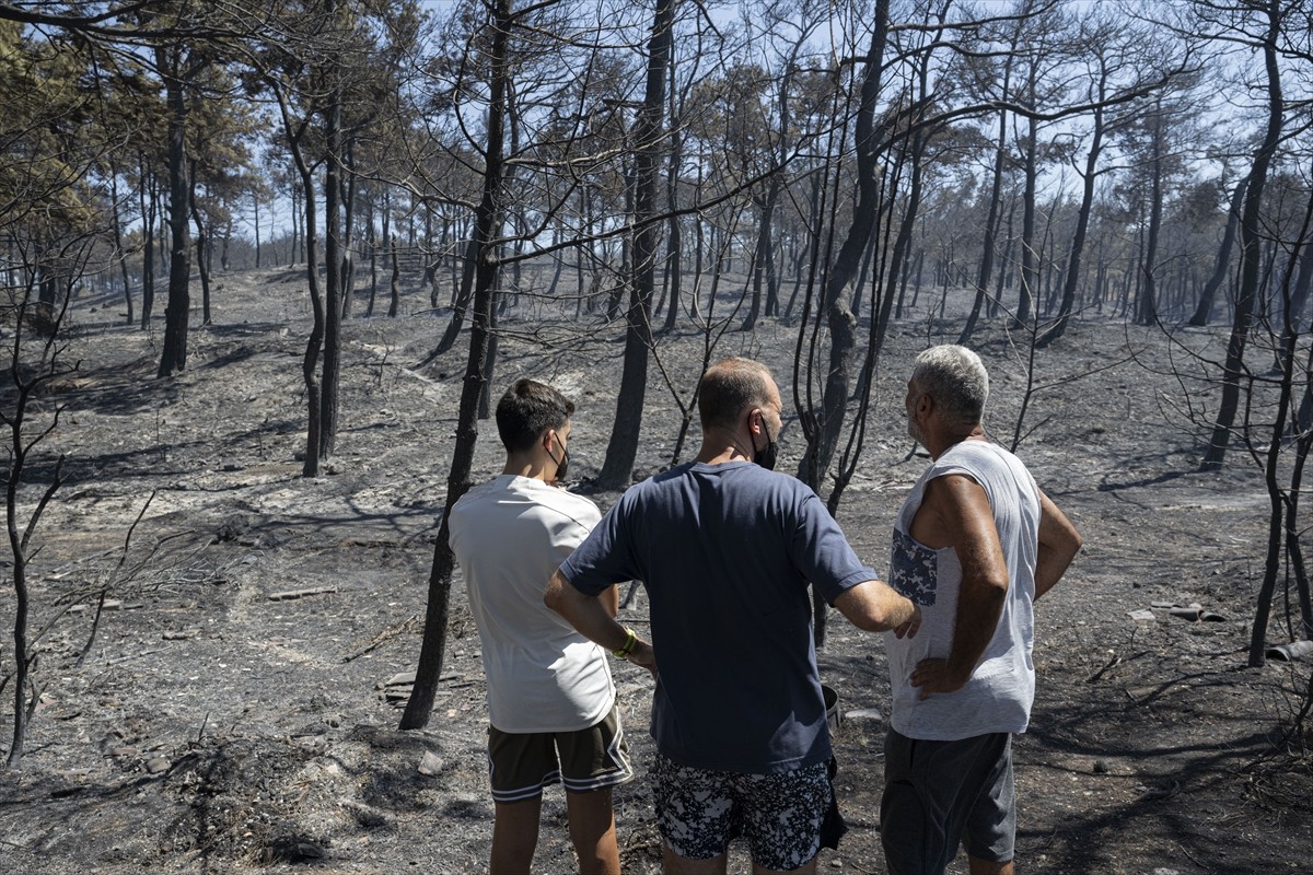 Çanakkale'nin Kepez beldesinde dün başlayan ve tamamen kontrol altına alınan yangınla mücadele...