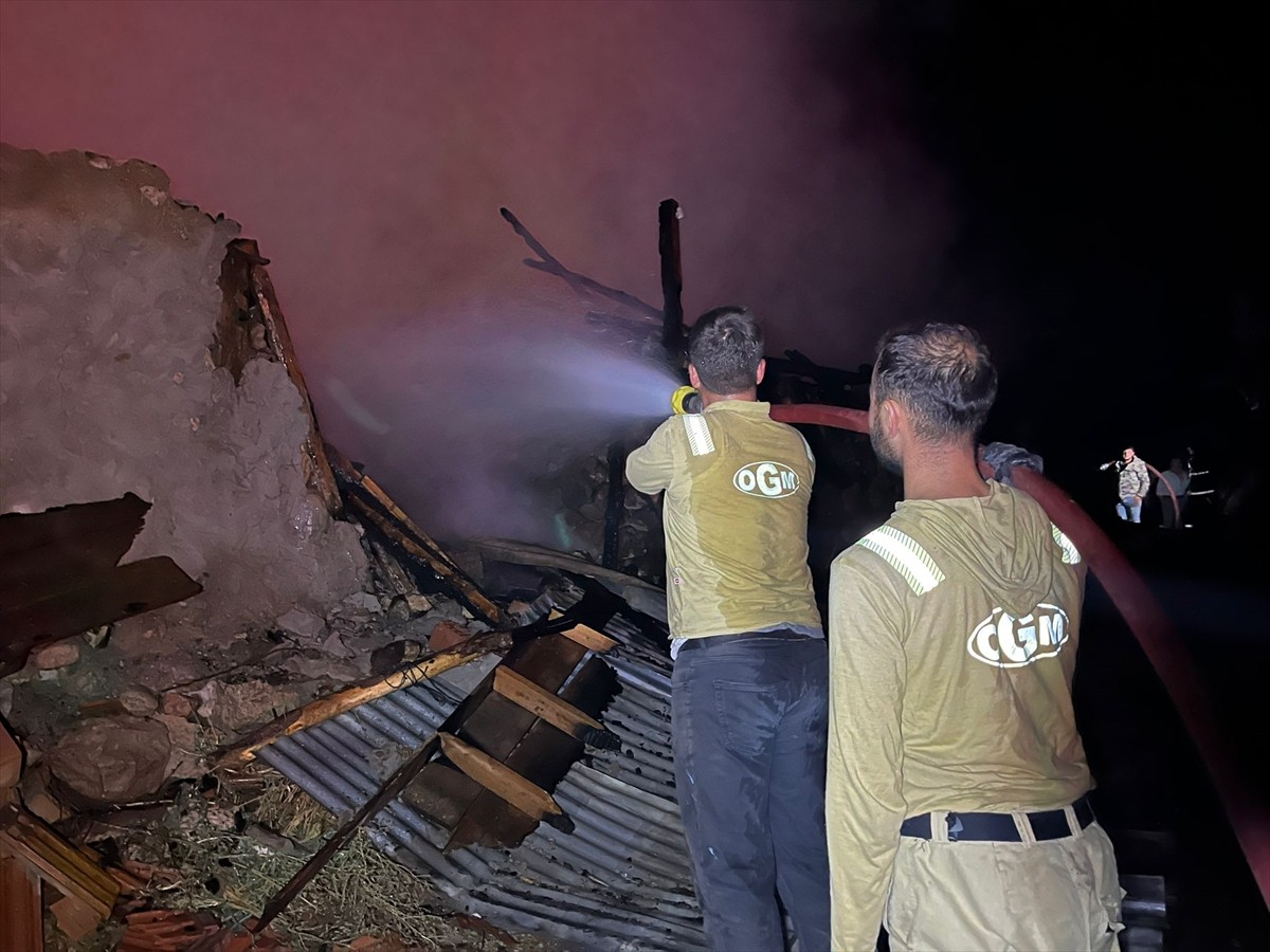 Çankırı'nın Çerkeş ilçesinde çıkan yangında ahır, samanlık ve ahırda park halinde bulunan hafif...