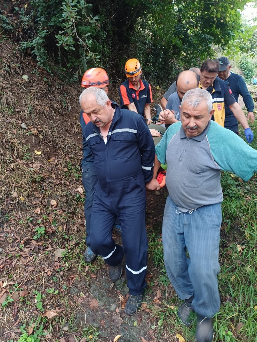 Giresun'un Dereli ilçesinde uçurumdan düşen kişi, kurtarılarak hastanede tedavi altına...