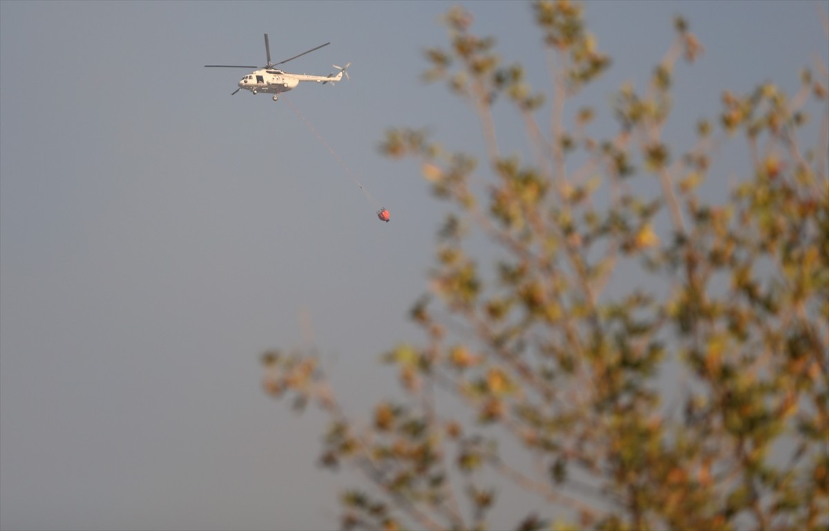 Hatay'ın Hassa ilçesinde, dün akşam saatlerinde çıkan orman yangınına havadan ve karadan müdahale...