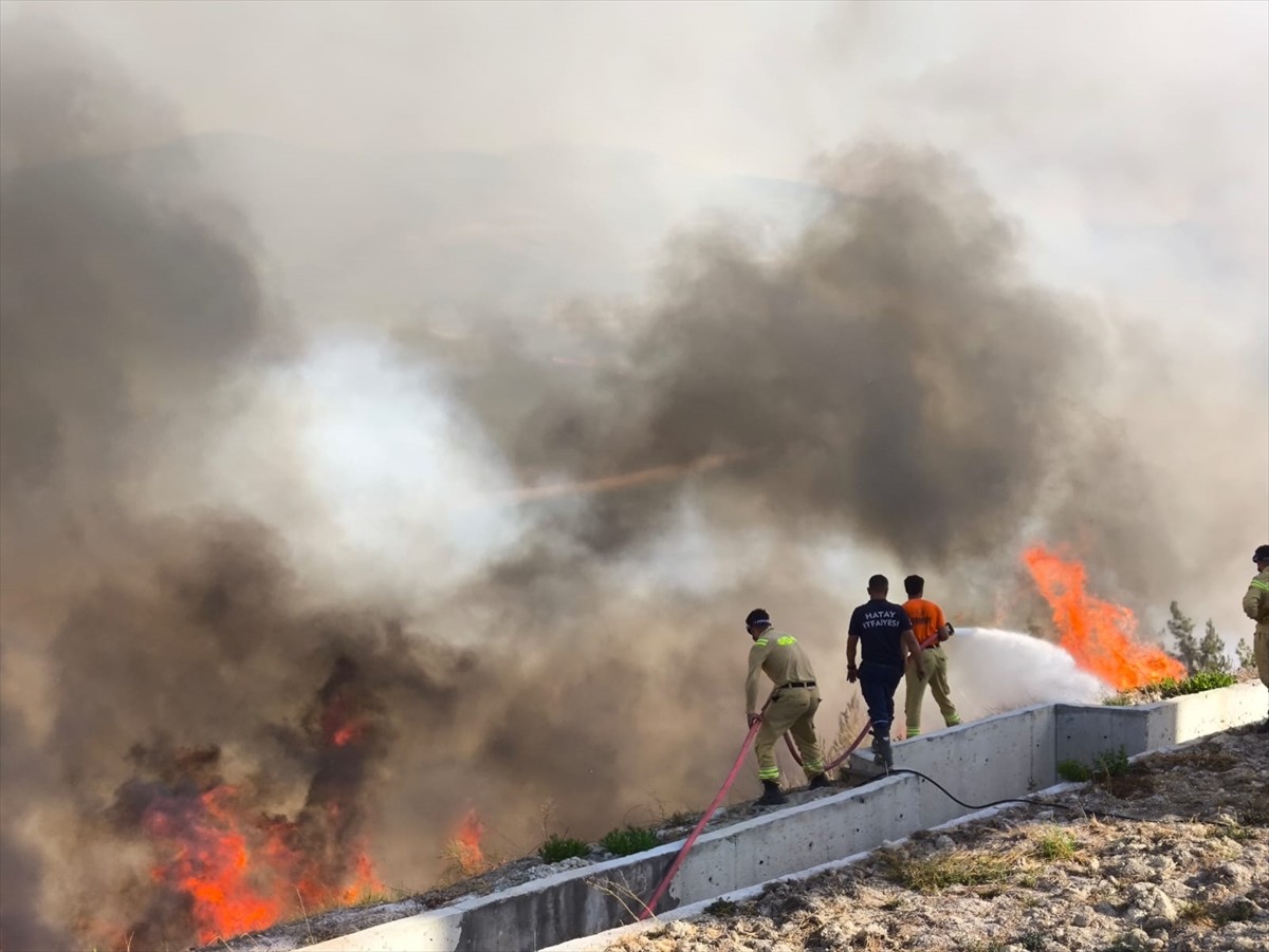 Hatay'ın Yayladağı ilçesinde çıkan orman yangınına karadan müdahale ediliyor.