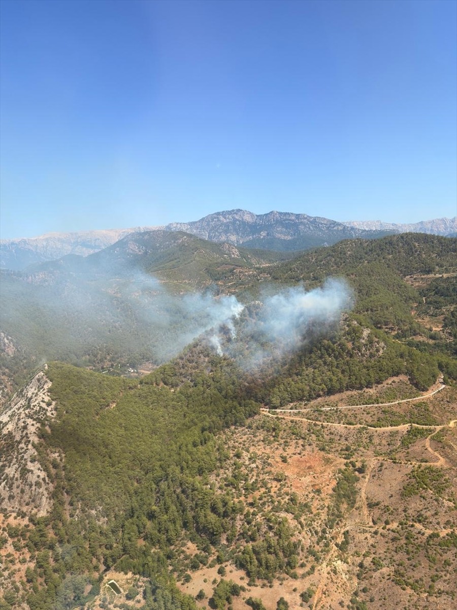 Mersin'in Anamur ilçesinde ormanlık alanda çıkan yangına havadan ve karadan müdahale ediliyor.