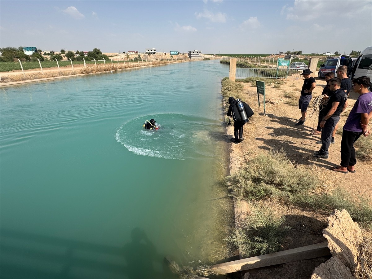 Şanlıurfa'nın Haliliye ilçesinde sulama kanalında akıntıya kapılan kişi için arama çalışması...