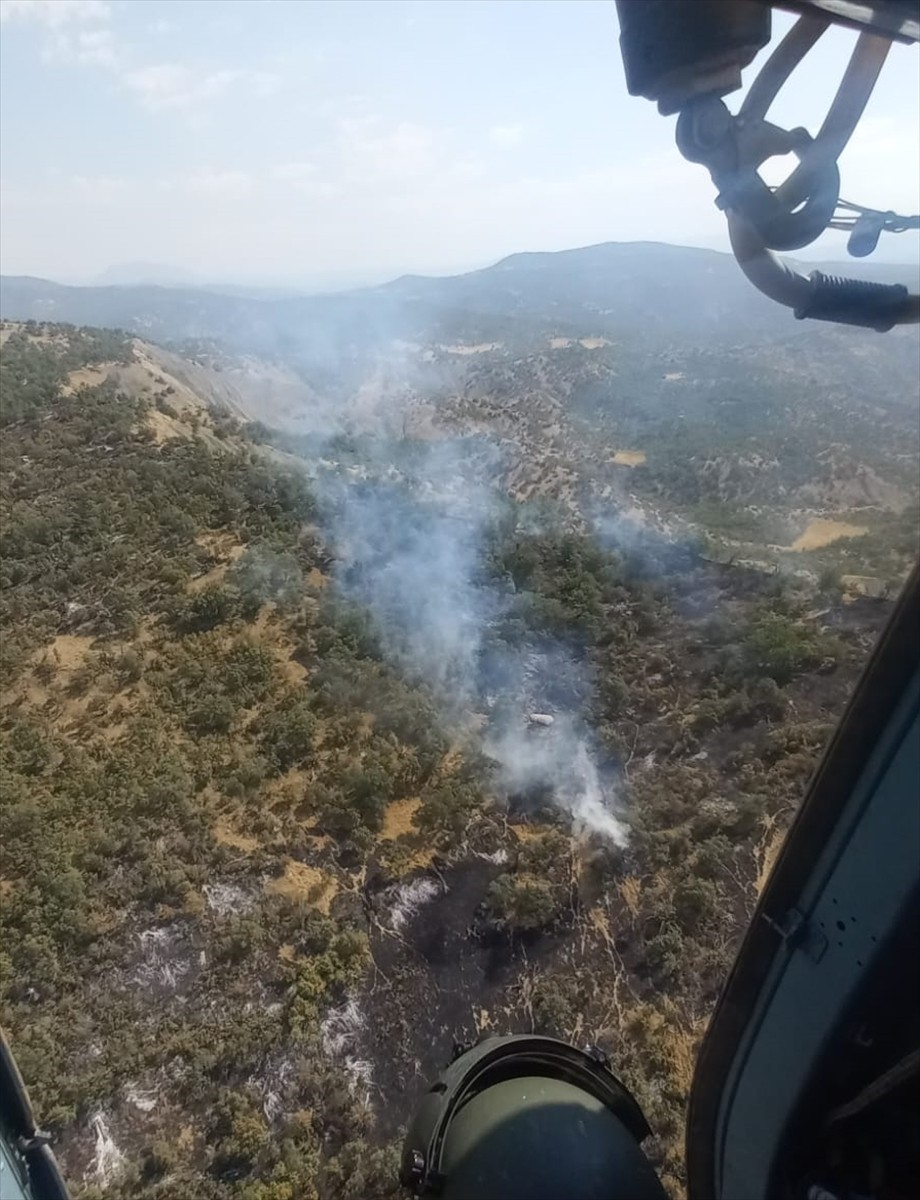 Şırnak'ta Bestler Dereler bölgesinde çıkan örtü ve orman yangınına, havadan ve karadan müdahale...