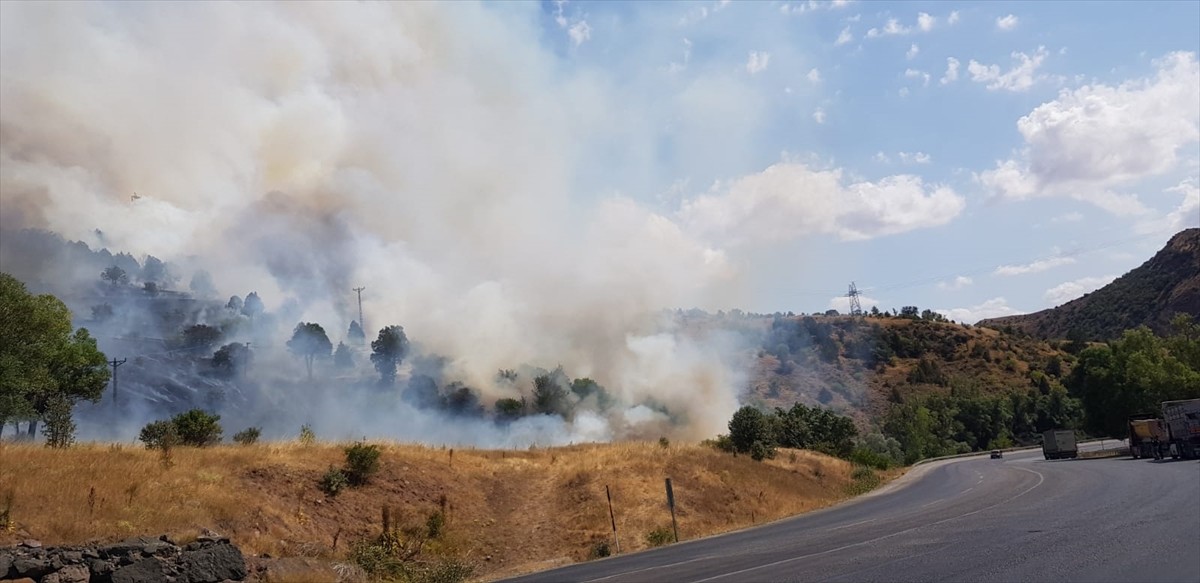 Sivas'ın Zara ilçesinde ağaçlık alanda çıkan yangını söndürme çalışmaları devam...