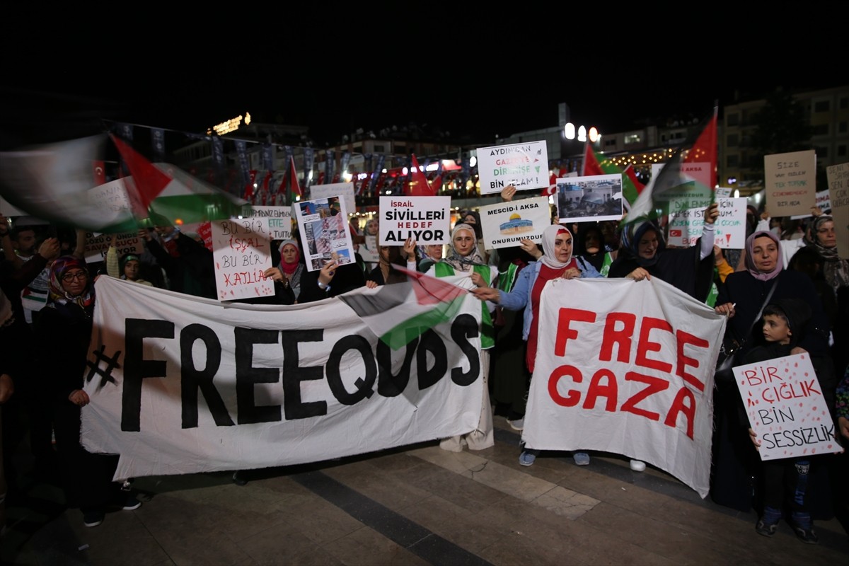  Aydın'da, İsrail'in Gazze'de 8 Ekim 2023'ten bu yana devam eden soykırımı ve Küresel Sumud...