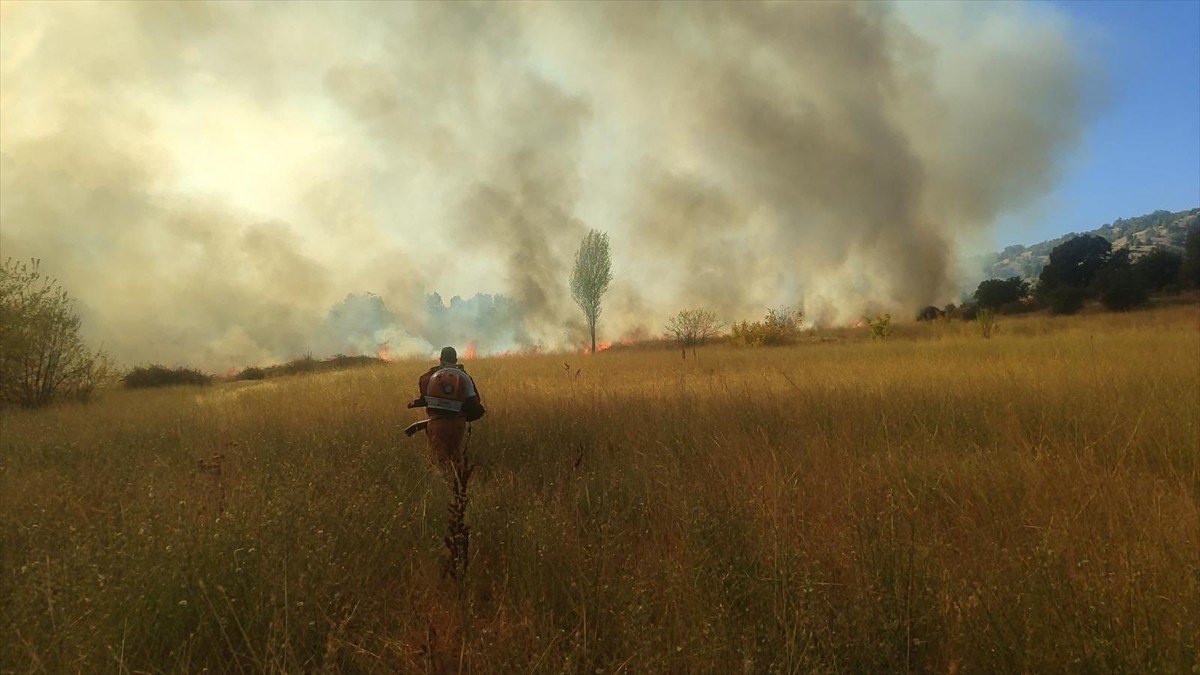 Bingöl’ün Genç ilçesinde ormanlık alanlarda çıkan yangın, ekiplerin müdahalesiyle...