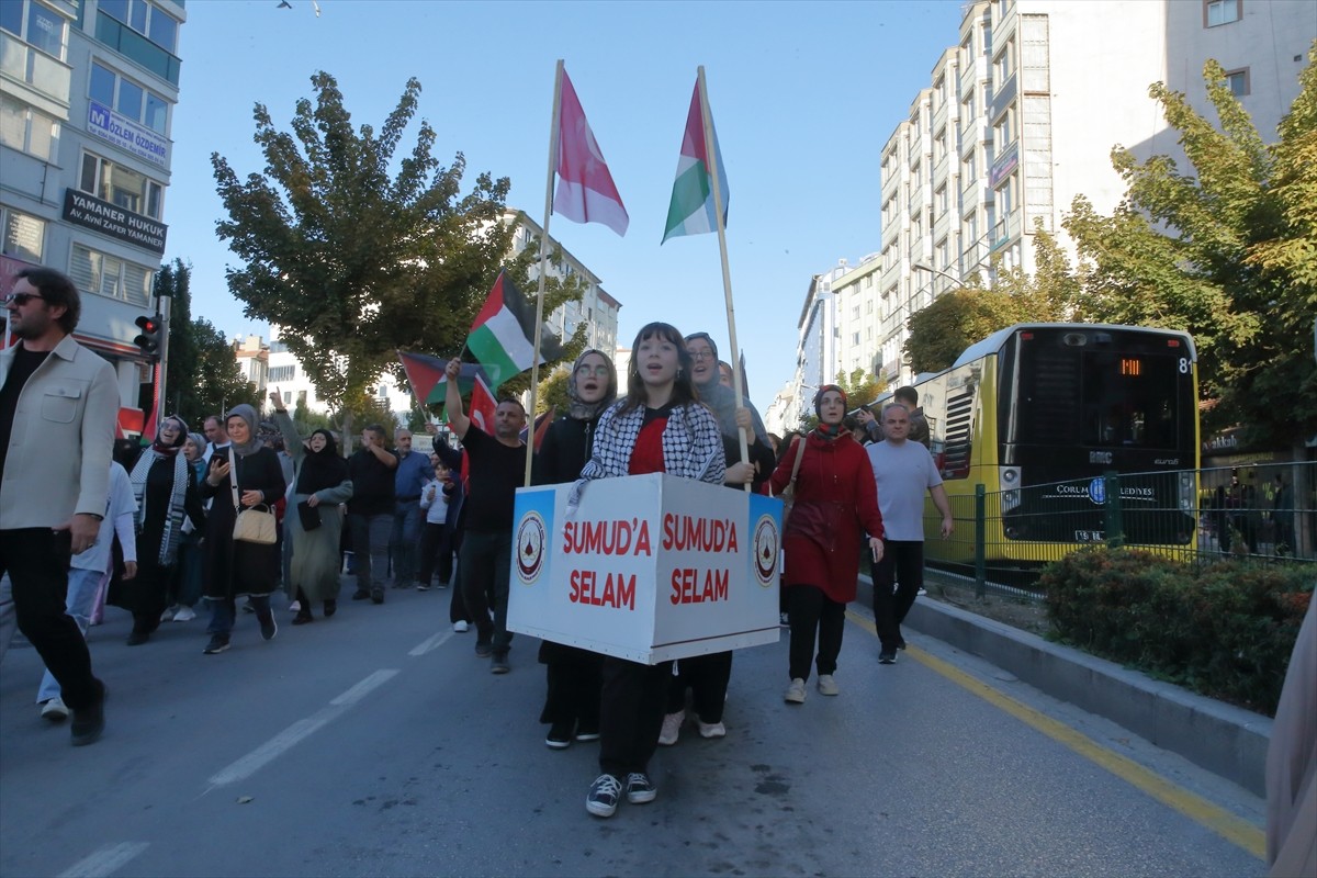 Çorum'da Filistin'e destek yürüyüşü düzenlendi.